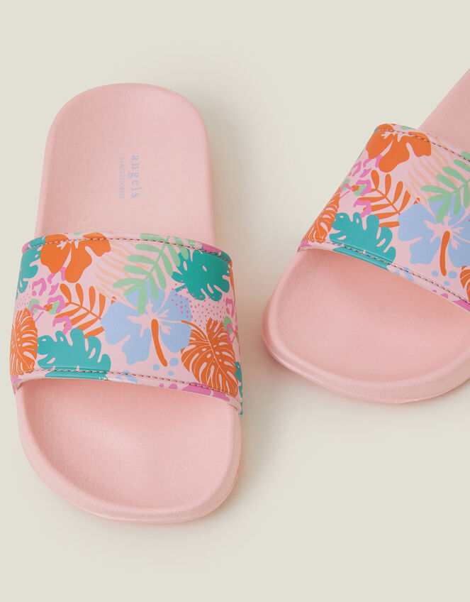 Girls Tropical Print Sliders, Multi (BRIGHTS MULTI), large