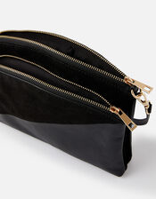 Darcey Leather Double Zip Cross-Body Bag, Black (BLACK), large