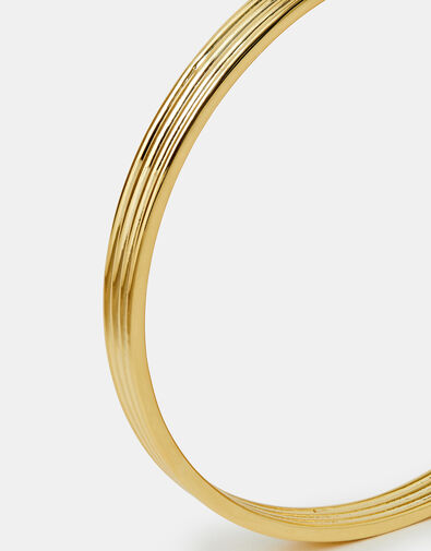 14ct Gold-Plated Ridge Bangle, , large