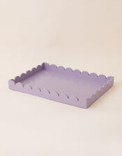 Large Wooden Tray with Scalloped Edge, Purple (LILAC), large