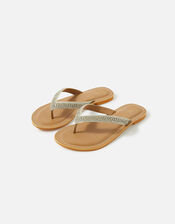 Embellished Toe Post Sandals, Silver (SILVER), large