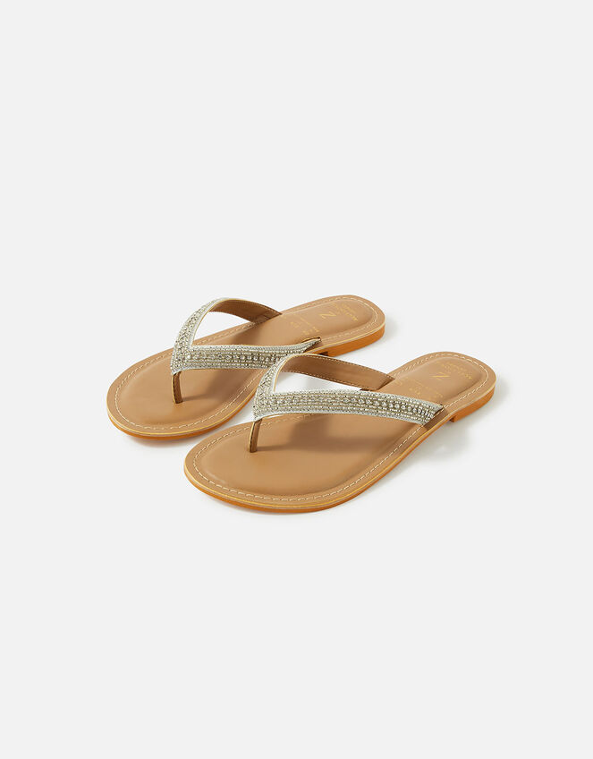 Embellished Toe Post Sandals, Silver (SILVER), large