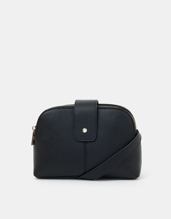 Double-Zip Cross Body Bag, Black (BLACK), large