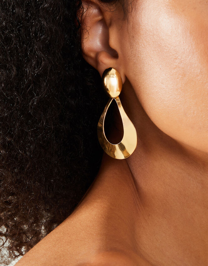 Large Cut Out Teardrop Earrings, , large