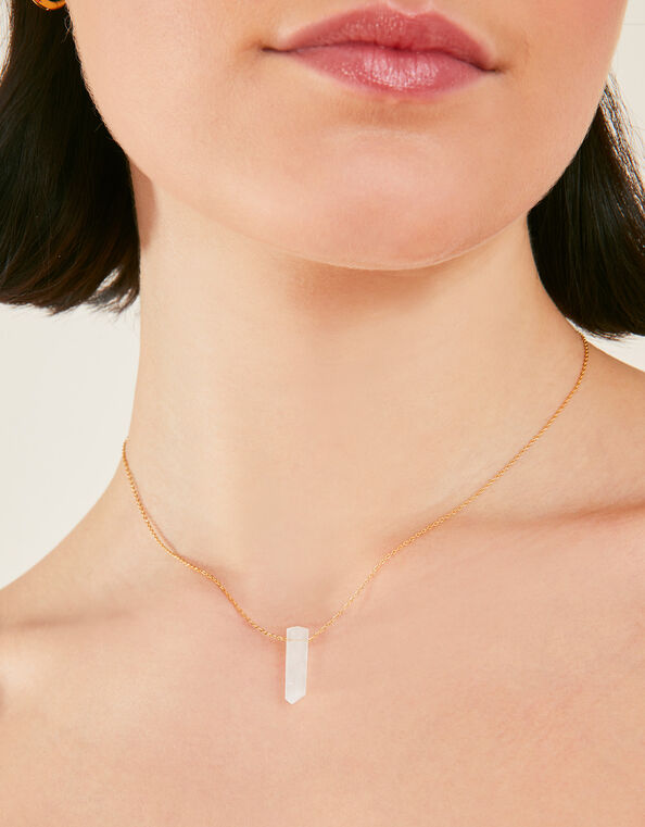 14ct Gold-Plated Rough Cut Clear Quartz Shard Necklace, , large