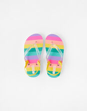 Girls Rainbow Stripe Flip Flops, Multi (BRIGHTS-MULTI), large
