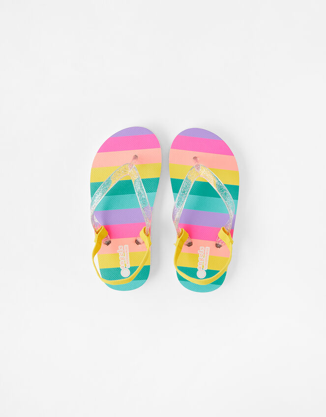 Girls Rainbow Stripe Flip Flops, Multi (BRIGHTS-MULTI), large