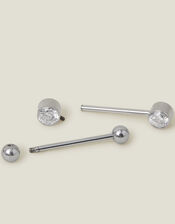 2-Pack Platinum-Plated Surgical Steel Nipple Bars, , large