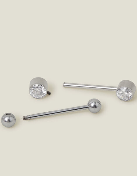 2-Pack Platinum-Plated Surgical Steel Nipple Bars, , large