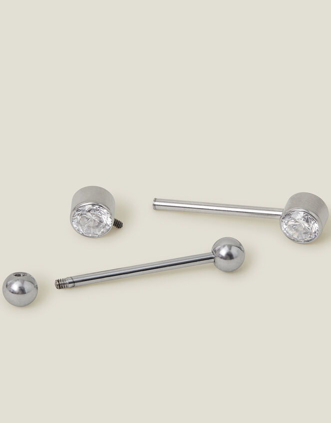 2-Pack Platinum-Plated Surgical Steel Nipple Bars, , large