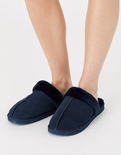 Suede Mule Slippers, Blue (NAVY), large