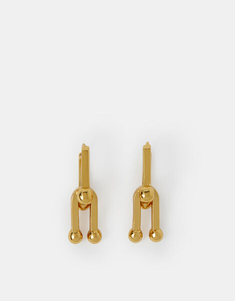 Stainless Steel Horseshoe Link Drop Earrings, , large