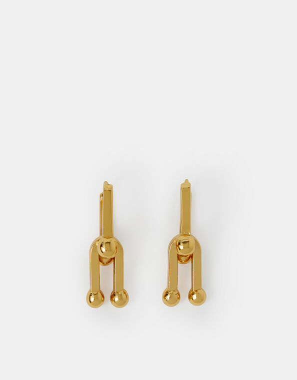 Stainless Steel Horseshoe Link Drop Earrings, , large