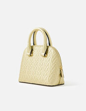 A Logo Monogram Handheld Bag, Gold (GOLD), large