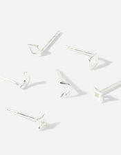 Sterling Silver Cut-Out Celestial Stud Set, , large