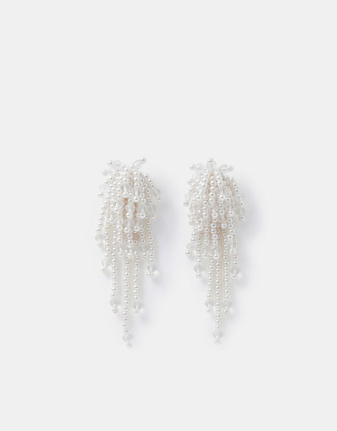Statement Pearl Bead Drop Earrings, , large