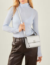 Metallic Faux Leather Cross-Body Bag, , large