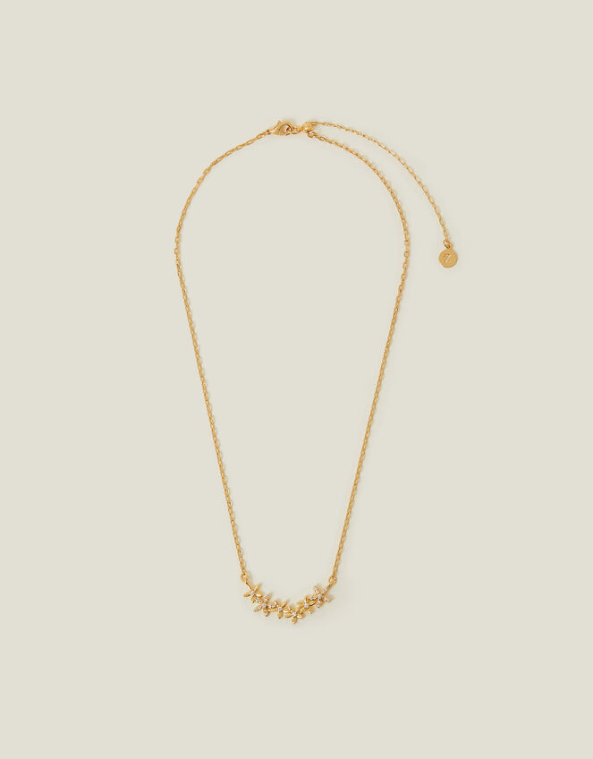 14ct Gold-Plated Flower Cluster Necklace, , large