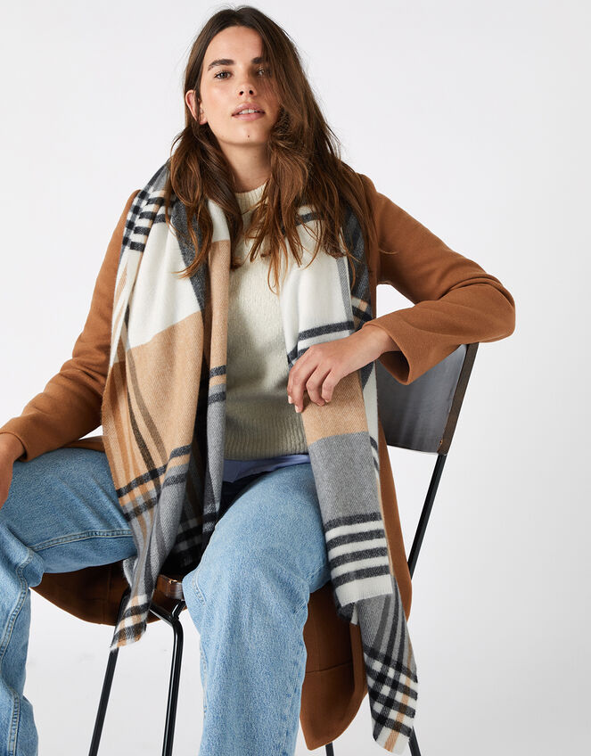 London Check Blanket Scarf, , large