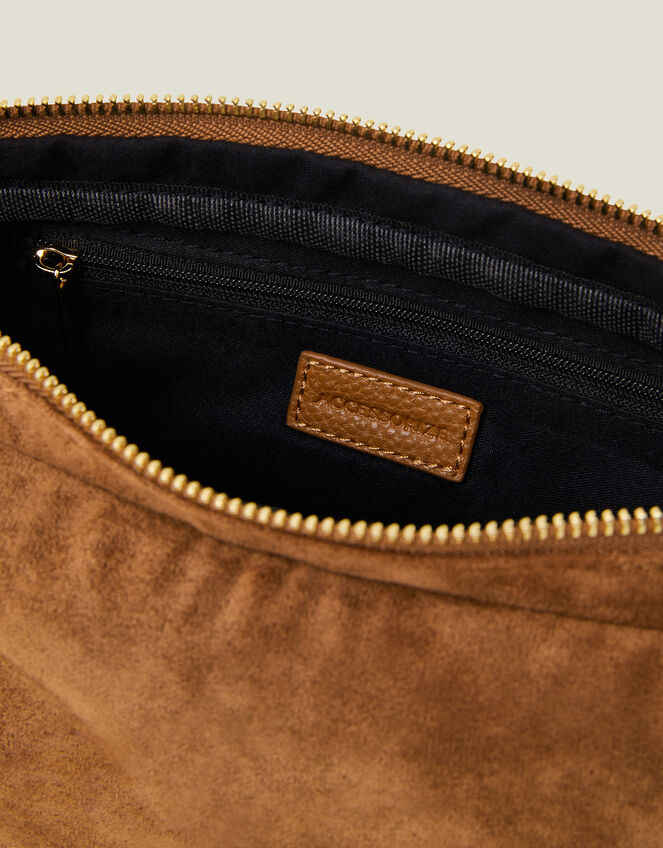 Faux Shearling Suedette Sling Bag, , large