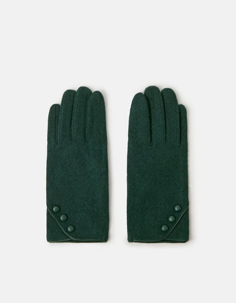 Plain Wool Gloves, Green (GREEN), large