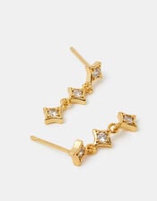 14ct Gold-Plated Diamanté Star Drop Earrings, , large