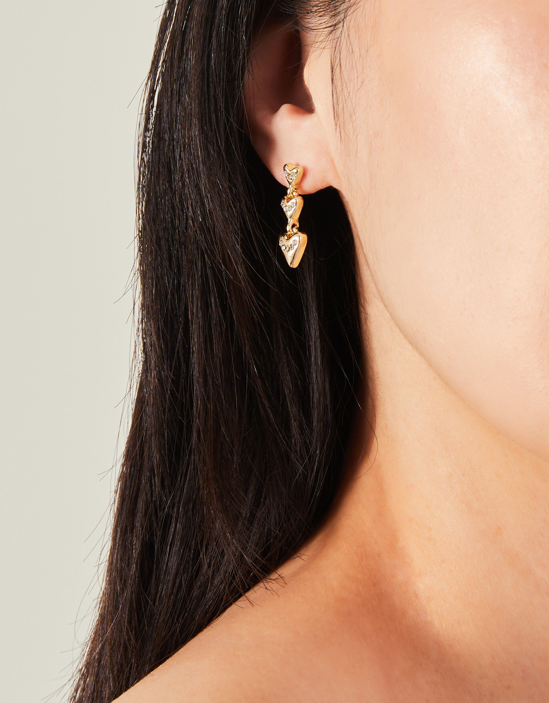 Triple Heart Drop Earrings Drop Earrings Accessorize UK