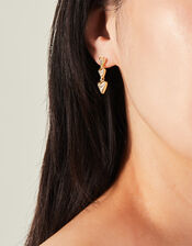 Triple Heart Drop Earrings, , large