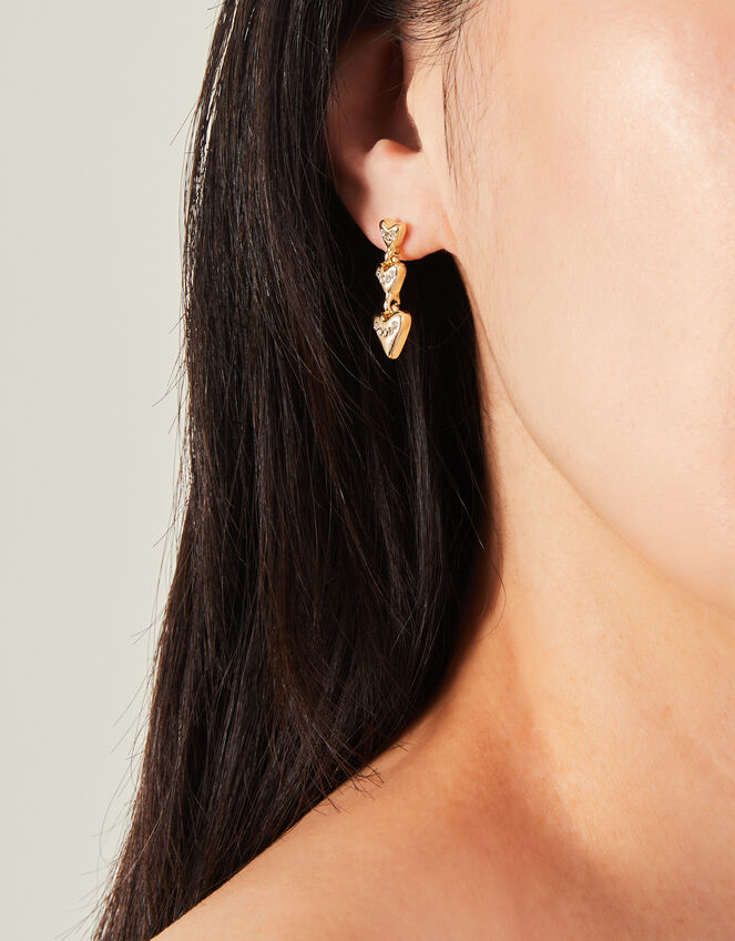 Triple Heart Drop Earrings, , large