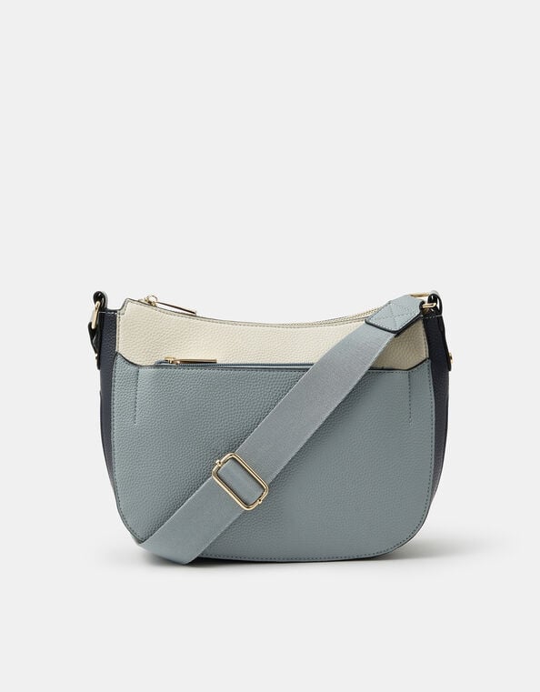 Colour Block Crossbody Bag, Blue (BLUE), large