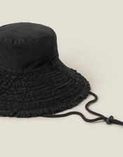 Lace Trim Bucket Hat, Black (BLACK), large