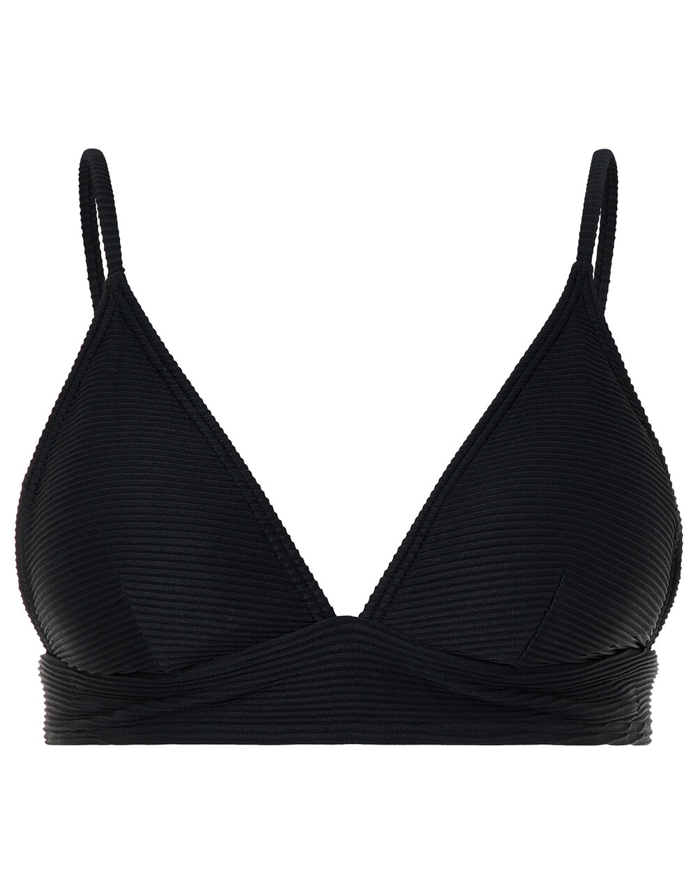 Basic Ribbed Triangle Bikini Top Black Bikini tops Accessorize UK