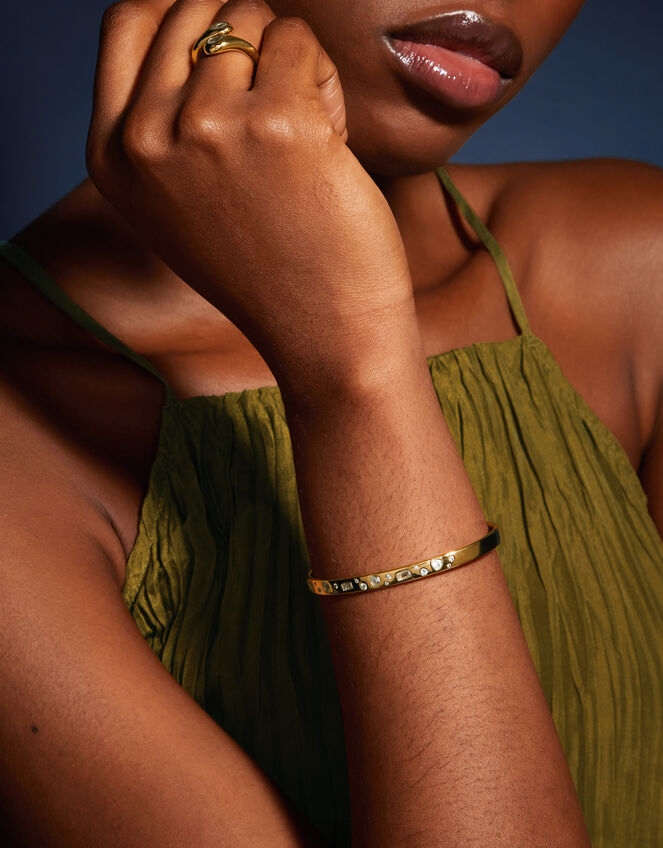 14ct Gold-Plated Sparkle Cuff Bracelet, , large