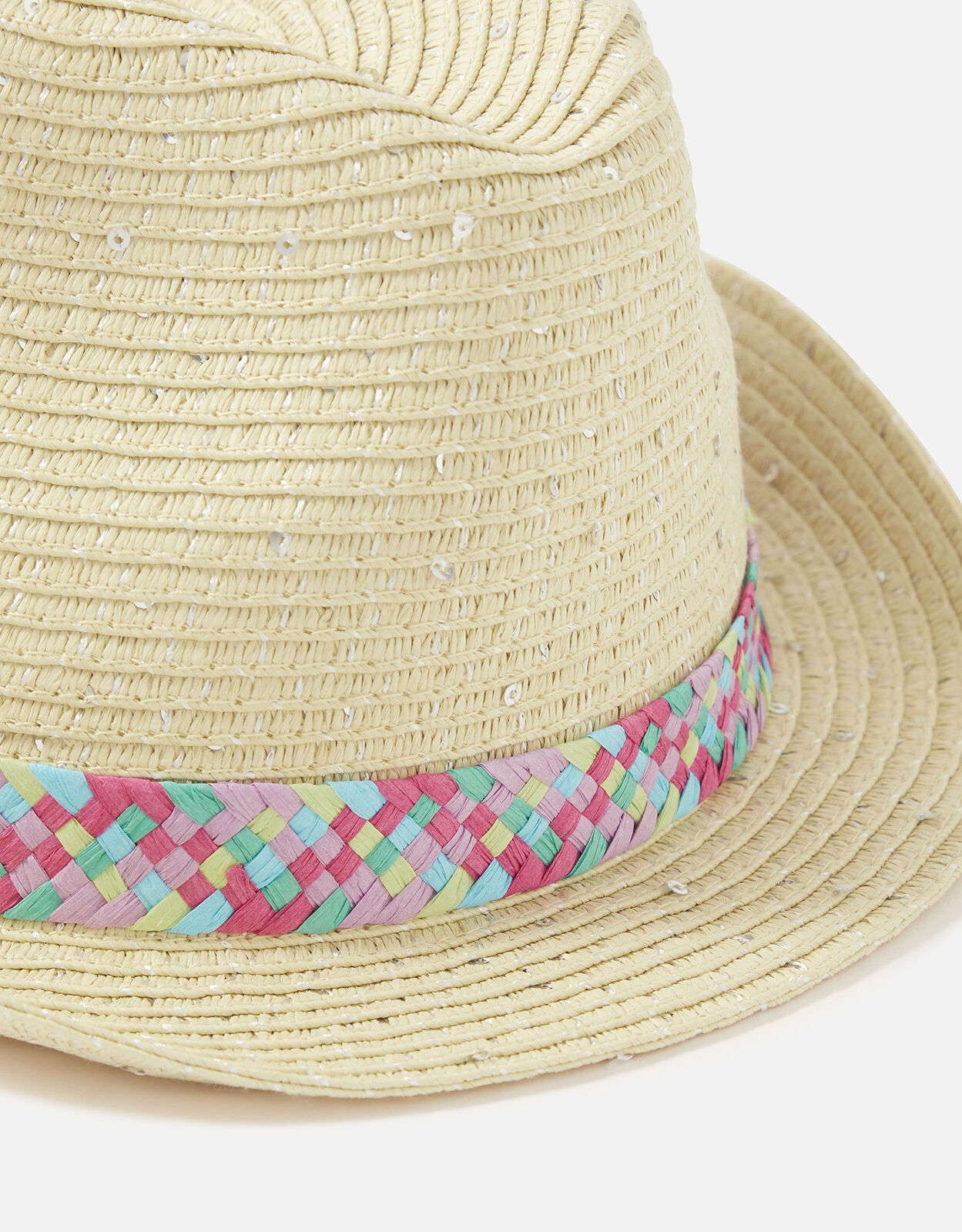 Girls Rainbow Braid Sequin Trilby Hat 