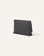 Satin Fold Over Clutch Bag, Black (BLACK), large