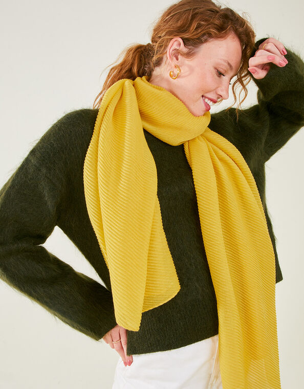 Lightweight Pleat Scarf, Yellow (YELLOW), large