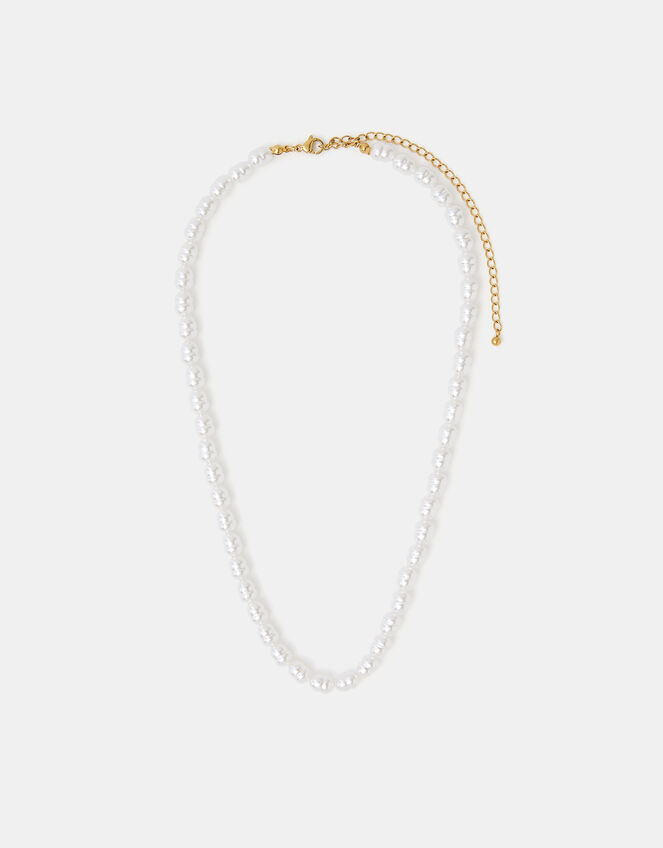 Stainless Steel Faux Pearl Necklace, , large