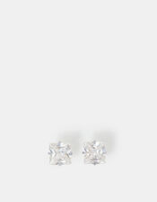 Sterling Silver Square Crystal Stud Earrings, , large