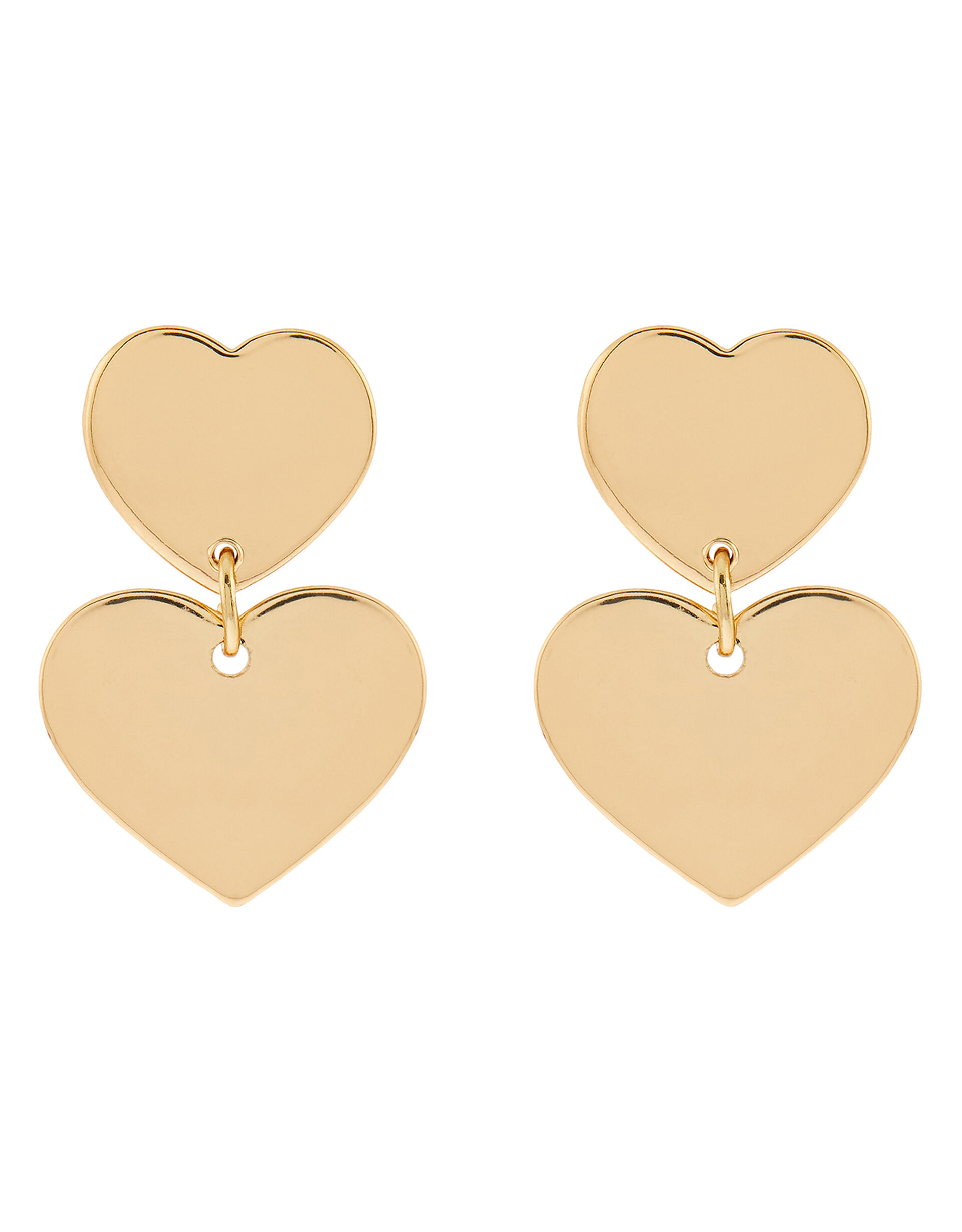 Double Heart Short Drop Earrings, , large