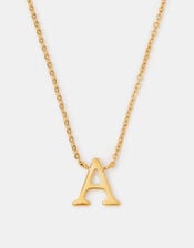 Stainless Steel Initial Pendant Necklace, Gold (GOLD), large