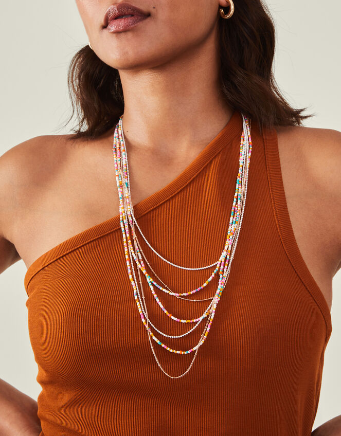 Layered Long Beaded Necklace, , large
