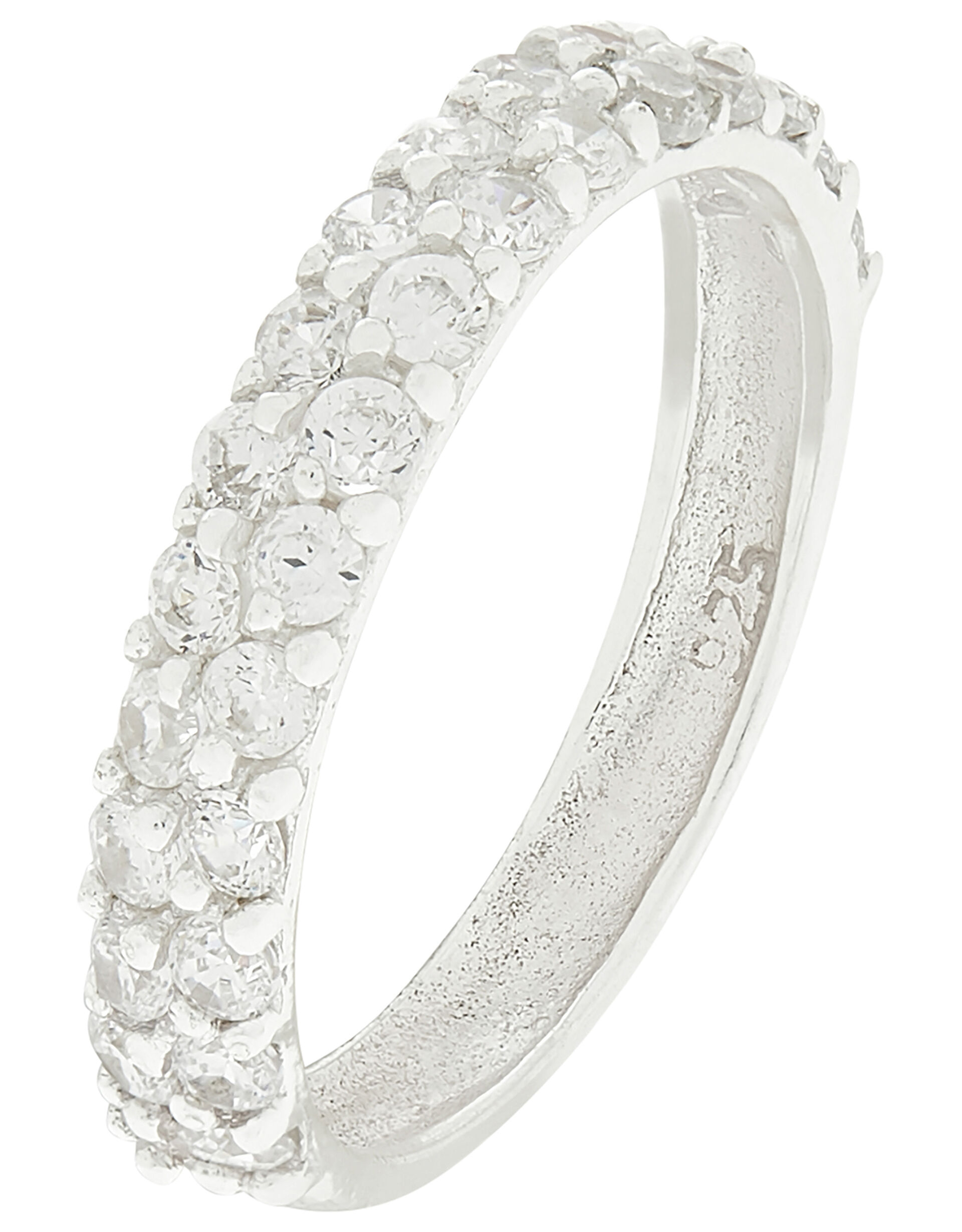 Sterling Silver Sparkle Gem Band Ring, White (ST CRYSTAL), large