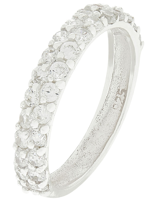 Sterling Silver Sparkle Gem Band Ring, White (ST CRYSTAL), large