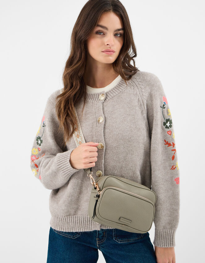 Dina Double Zip Crossbody Bag, Green (KHAKI), large