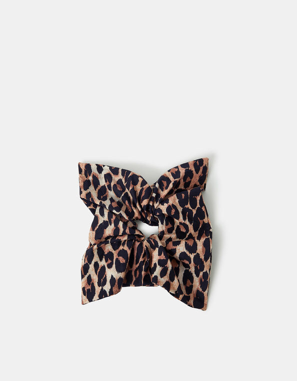 Leopard Print Square Hair Scrunchie, , large