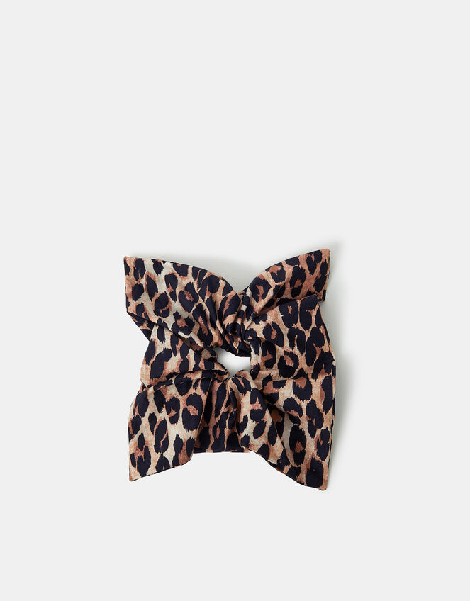Leopard Print Square Hair Scrunchie, , large