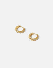 14ct Gold-Plated Sparkle Spikey Hoop Earrings, , large