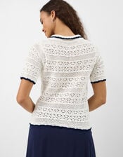 Knitted Polo Shirt, Ivory (IVORY), large