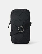 Heart Quilted Nylon Phone Bag, , large