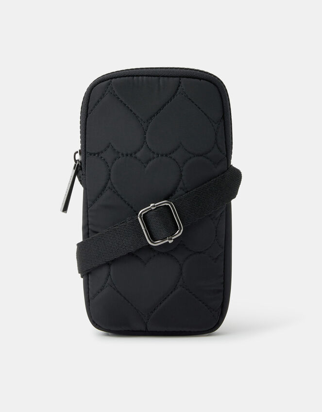Heart Quilted Nylon Phone Bag, , large